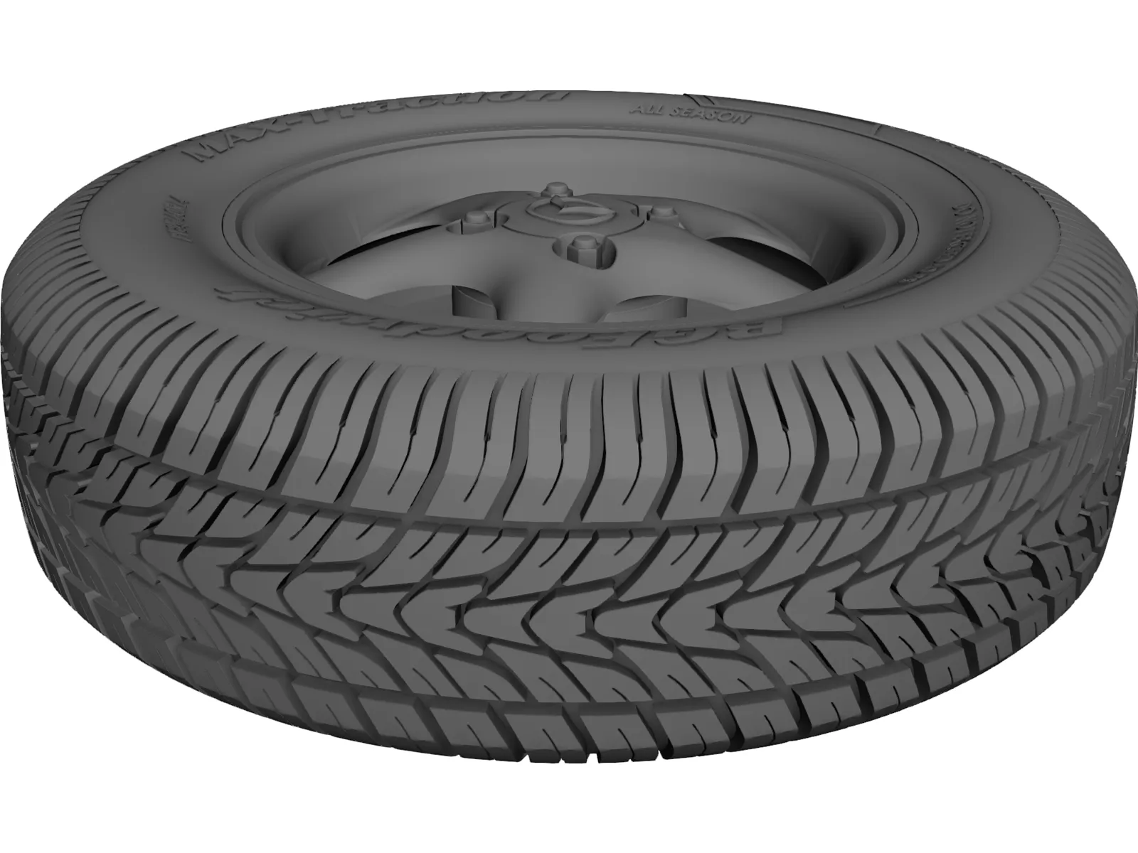 Mazda Miata MX-5 Wheel and Tire 3D Model