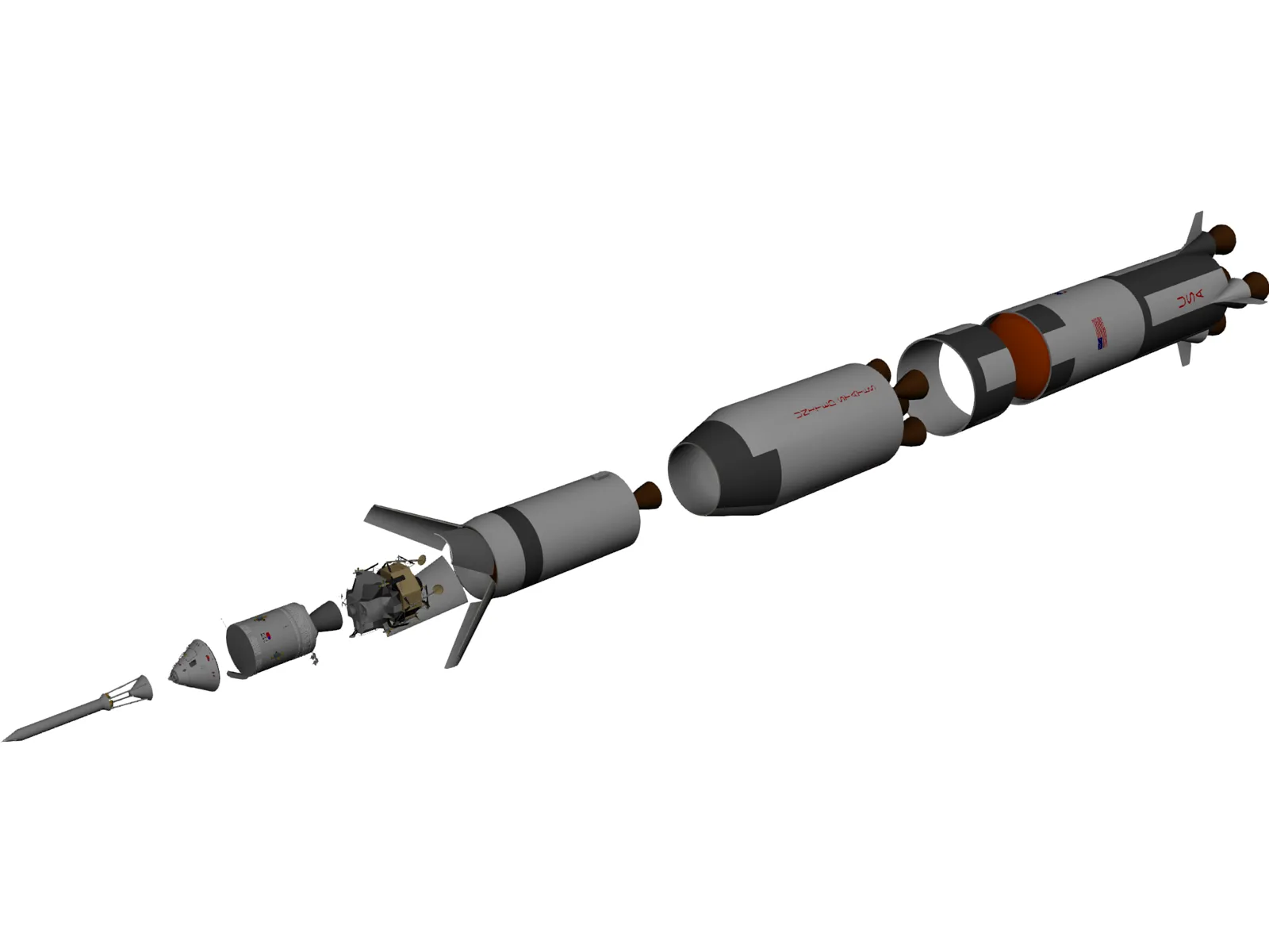 Apollo Saturn V Rocket 3D Model