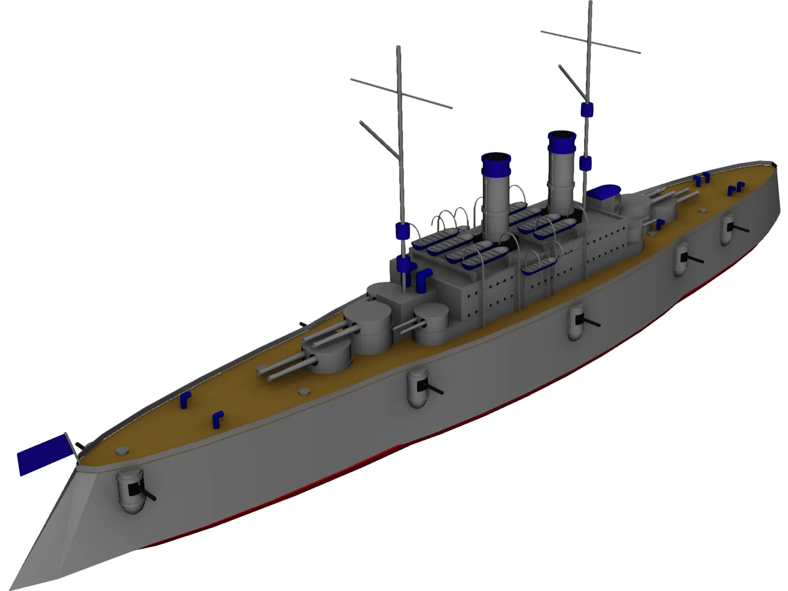 Casemate Battleship 3D Model