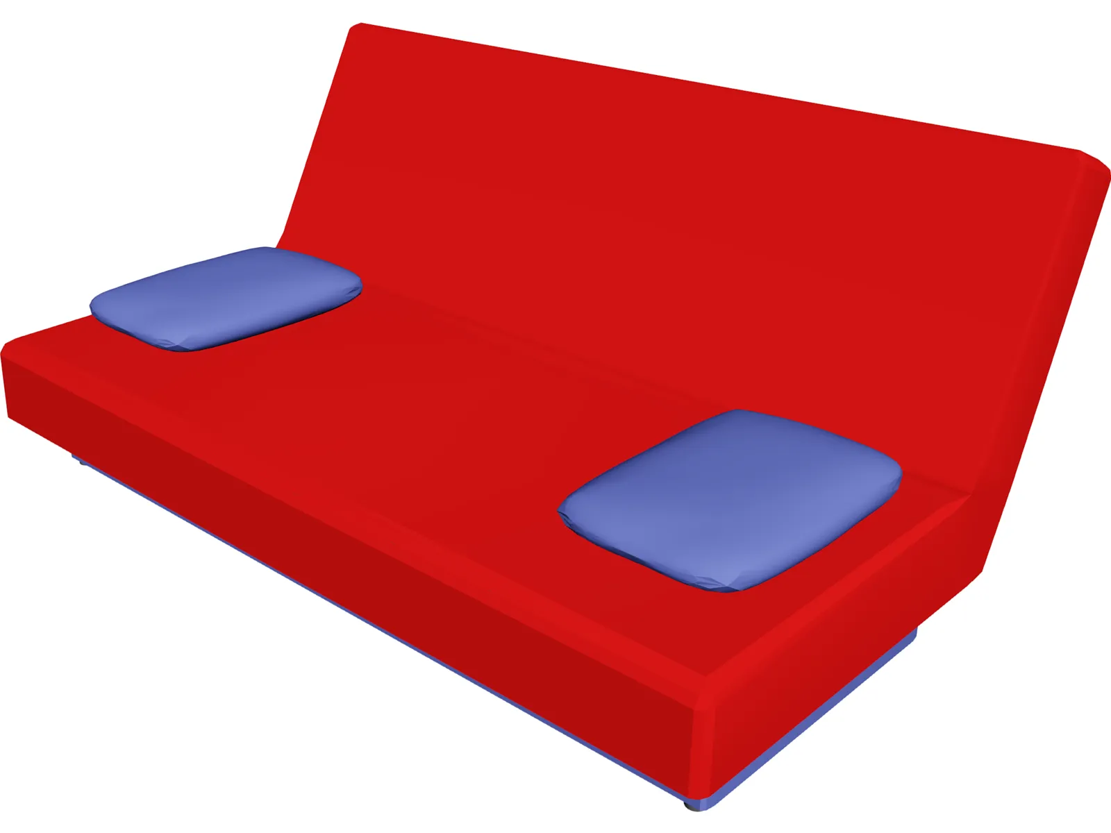 Sofa with Two Pillows 3D Model