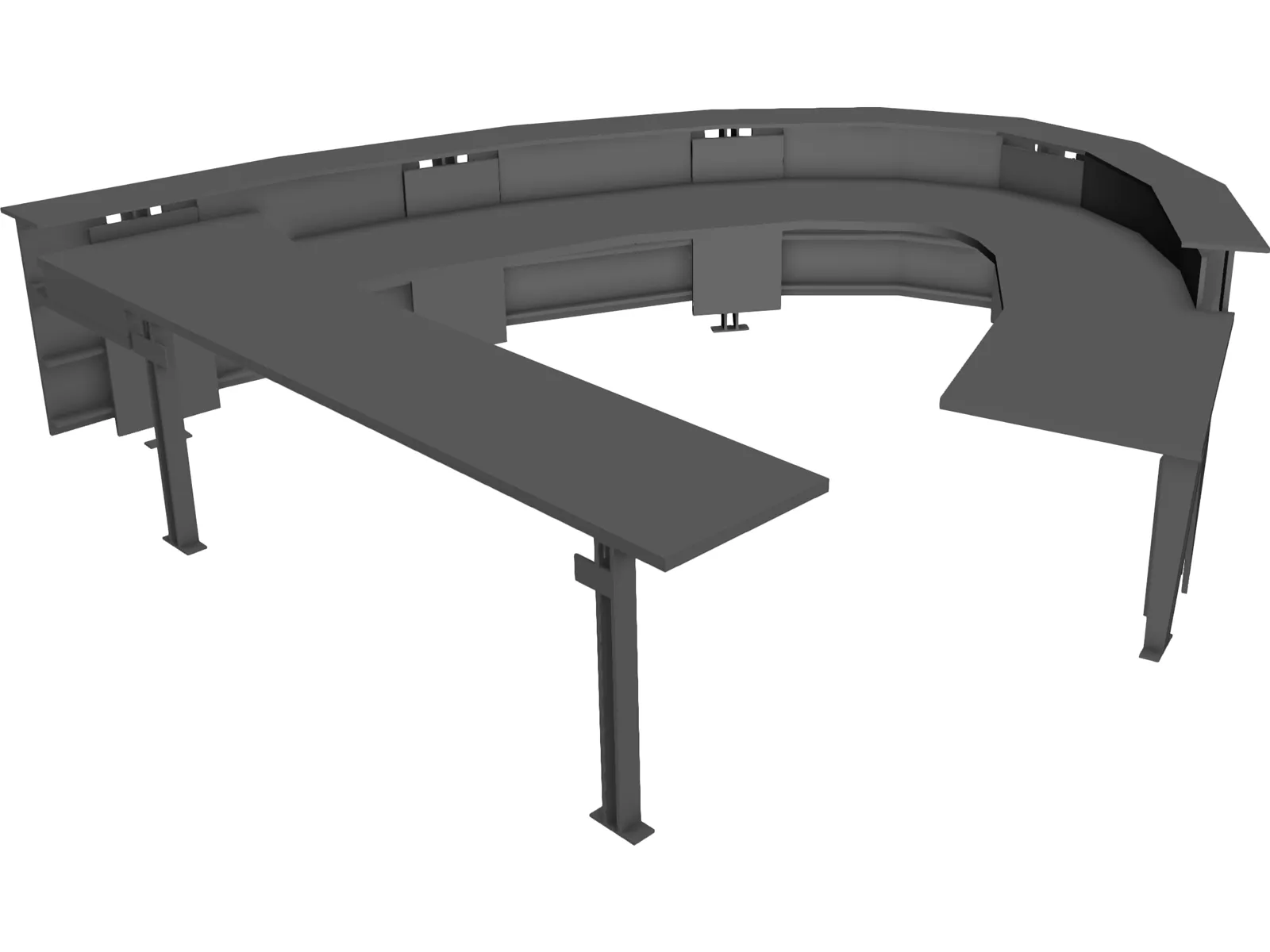 Desk Curved Reception 3D Model