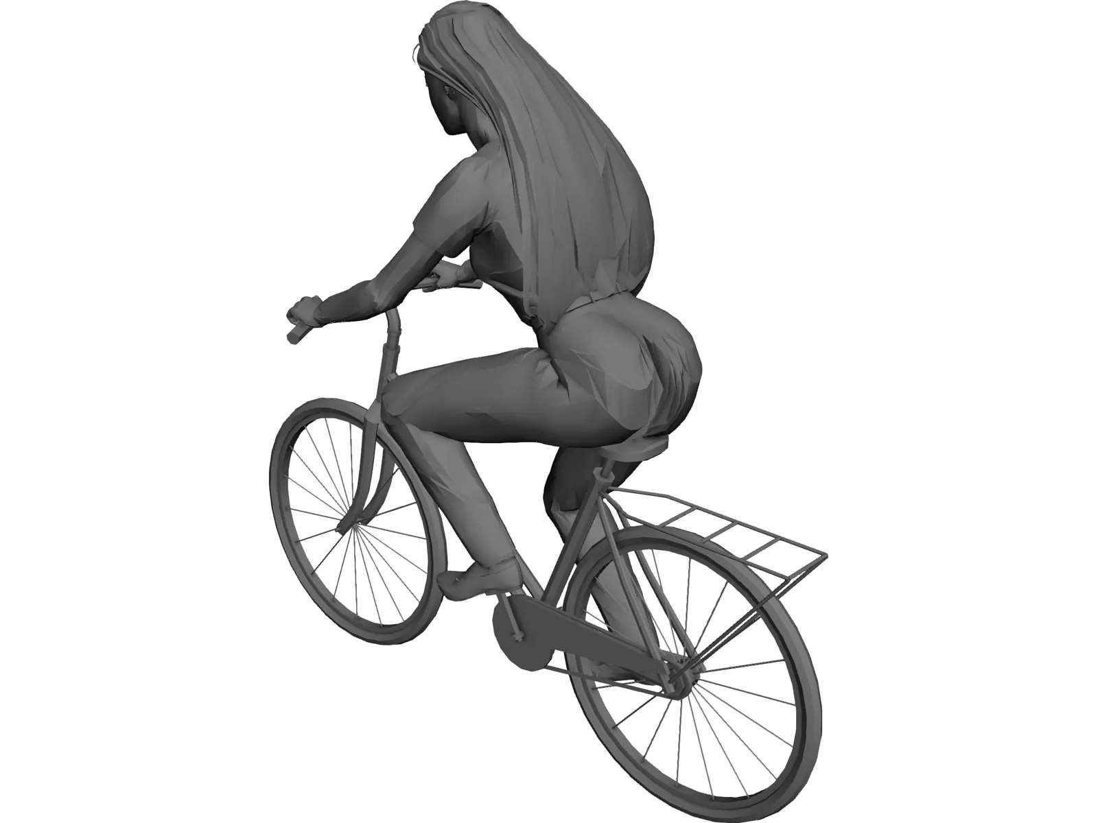 Woman on Bike 3D Model