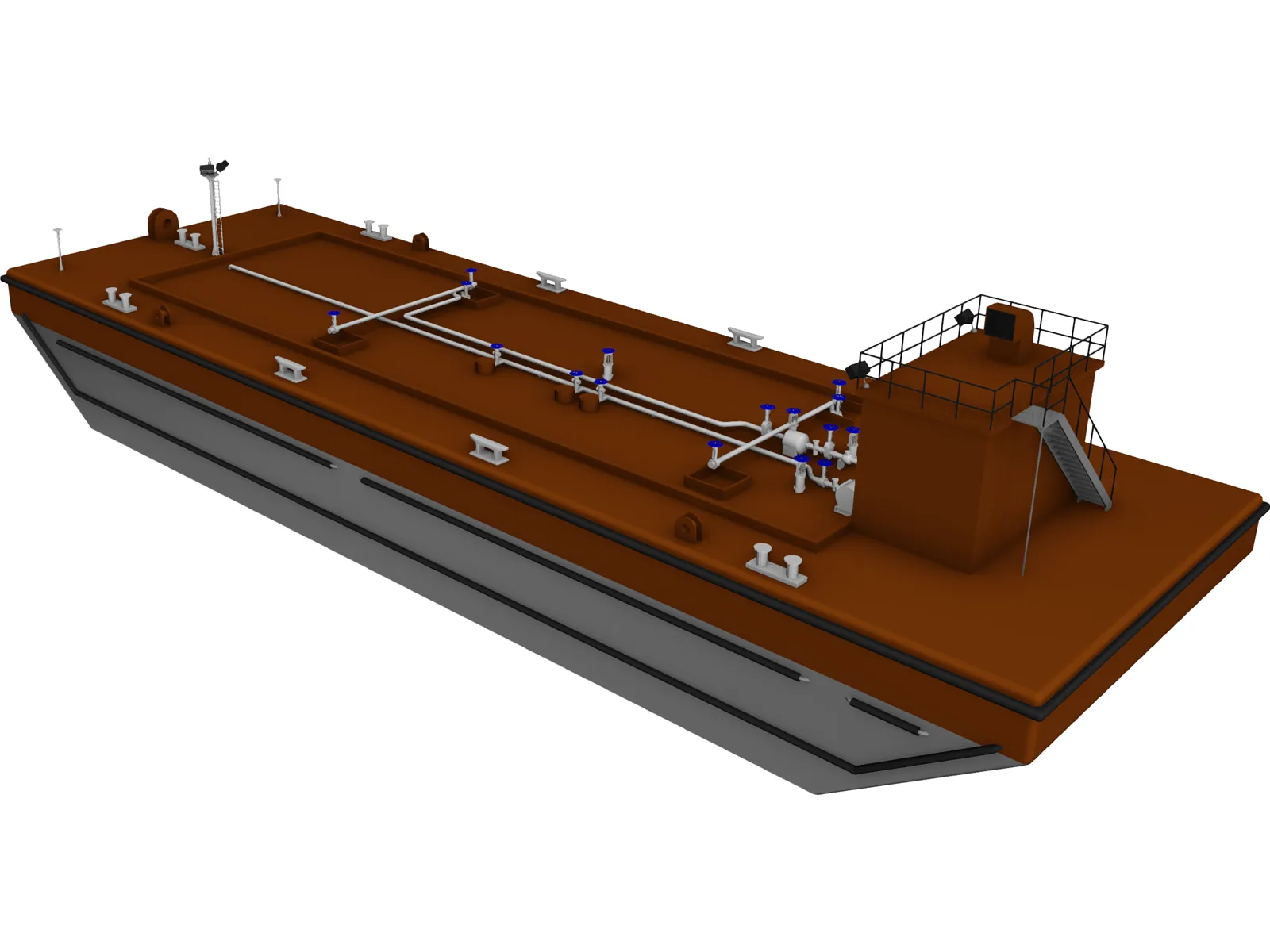 Oil Tanker Barge 3D Model