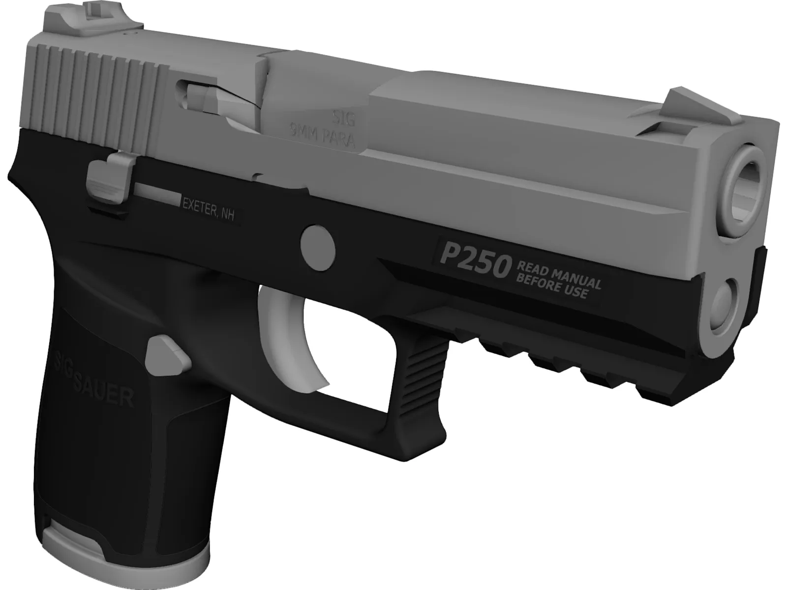 Sig Sauer P250 9mm Handgun 3D Model