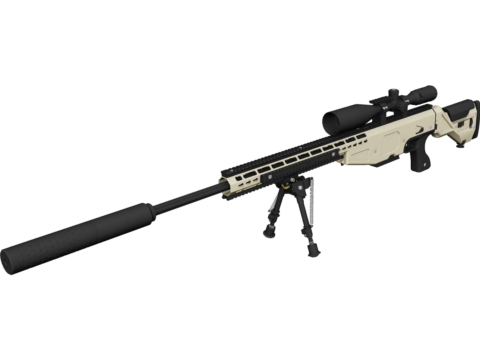 .338 Lapua Magnum Sniper Rifle 3D Model