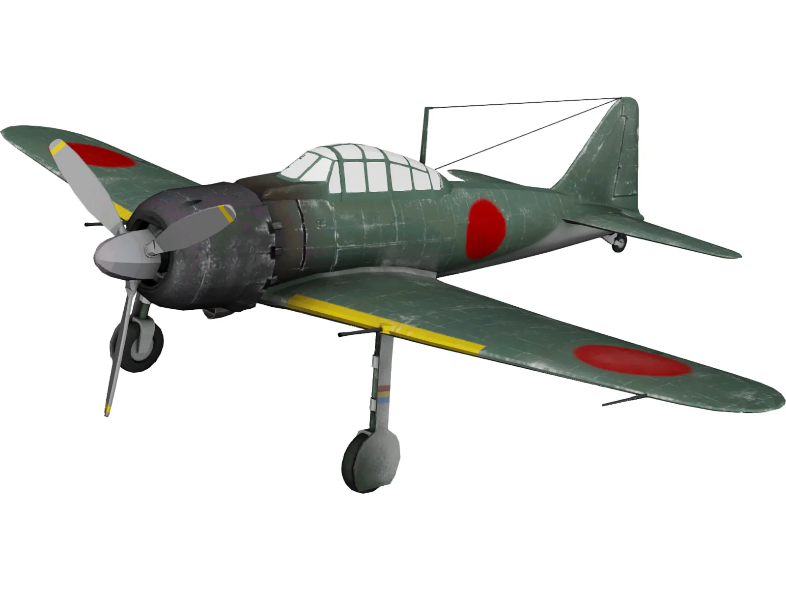 A6M Zero with Landing Gear 3D Model