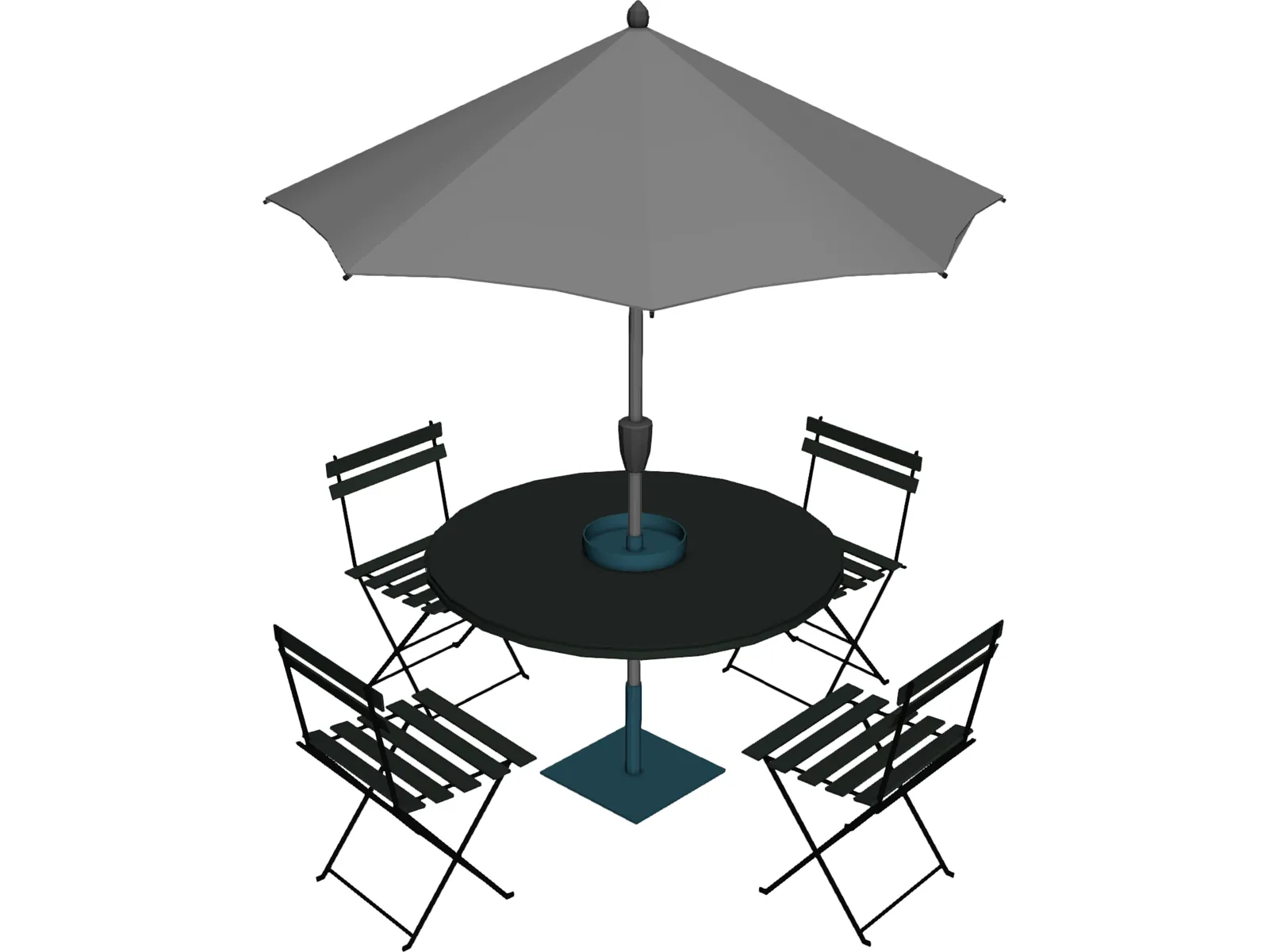 Table And Chairs With Beach Umbrella 3D Model