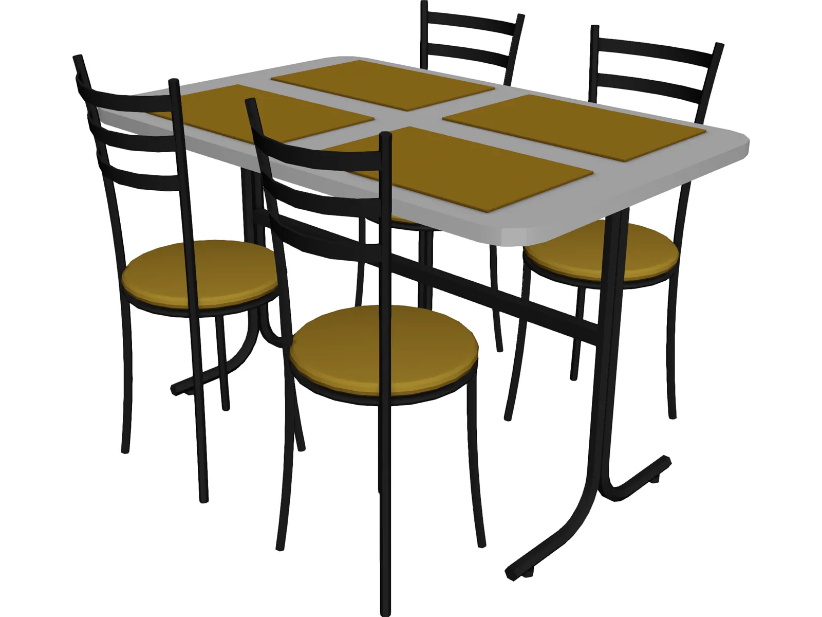Table And Chairs Snack Bar 3D Model