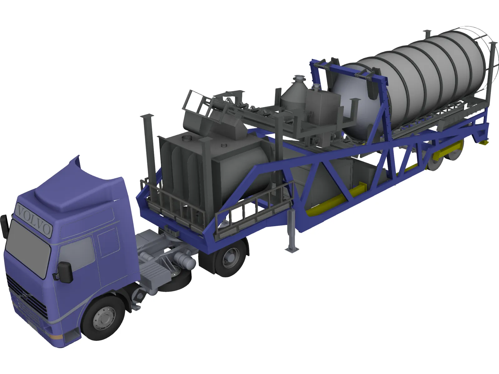 Mobile Concrete Batching Plant Mixer Unit Mobile 3D Model