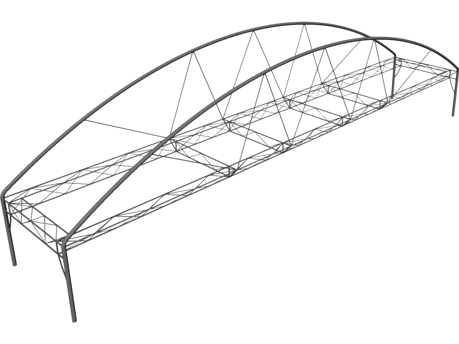 Arched Fink Truss Bridge 3D Model