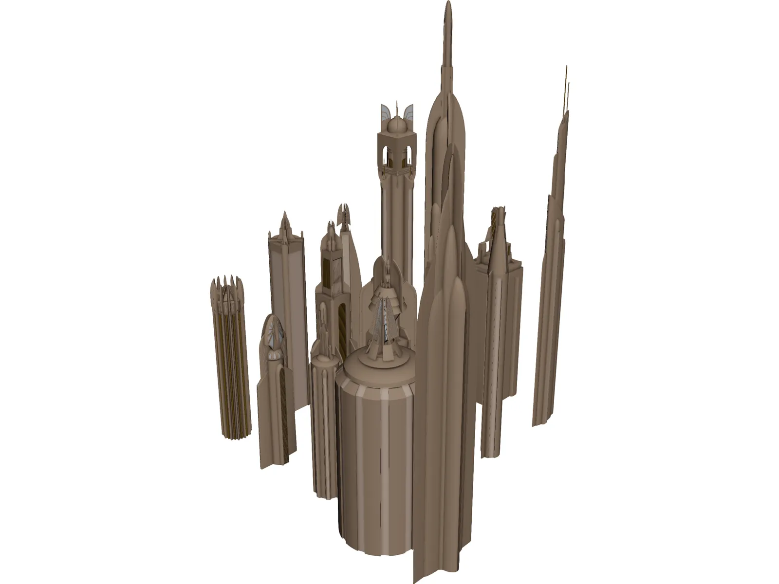 Futuristic Skyscraper Collection 3D Model