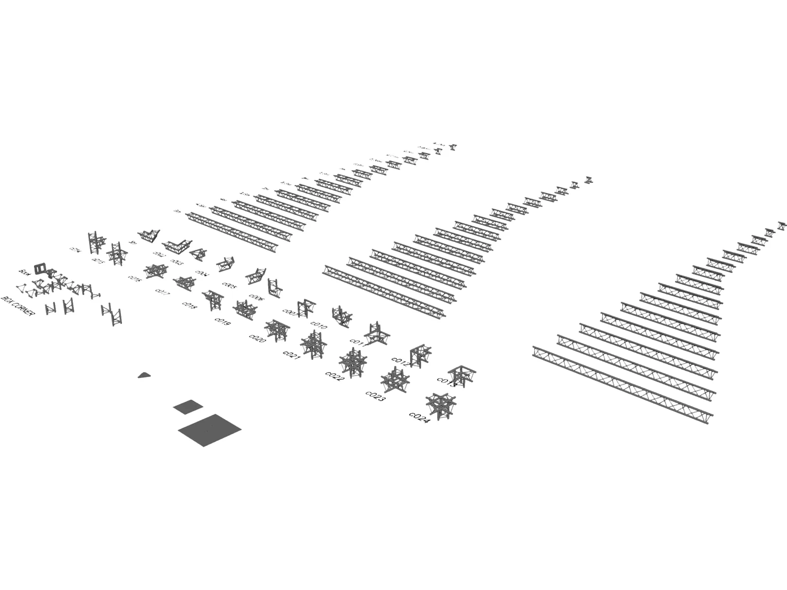 Prolyte H30D Triangulair Aluminium Truss Structure Collection 3D Model