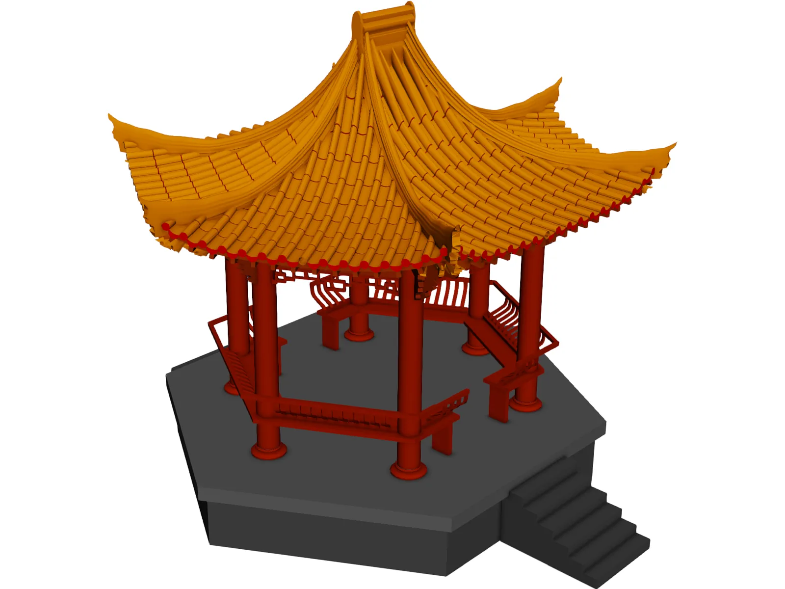 China Garden House 3D Model