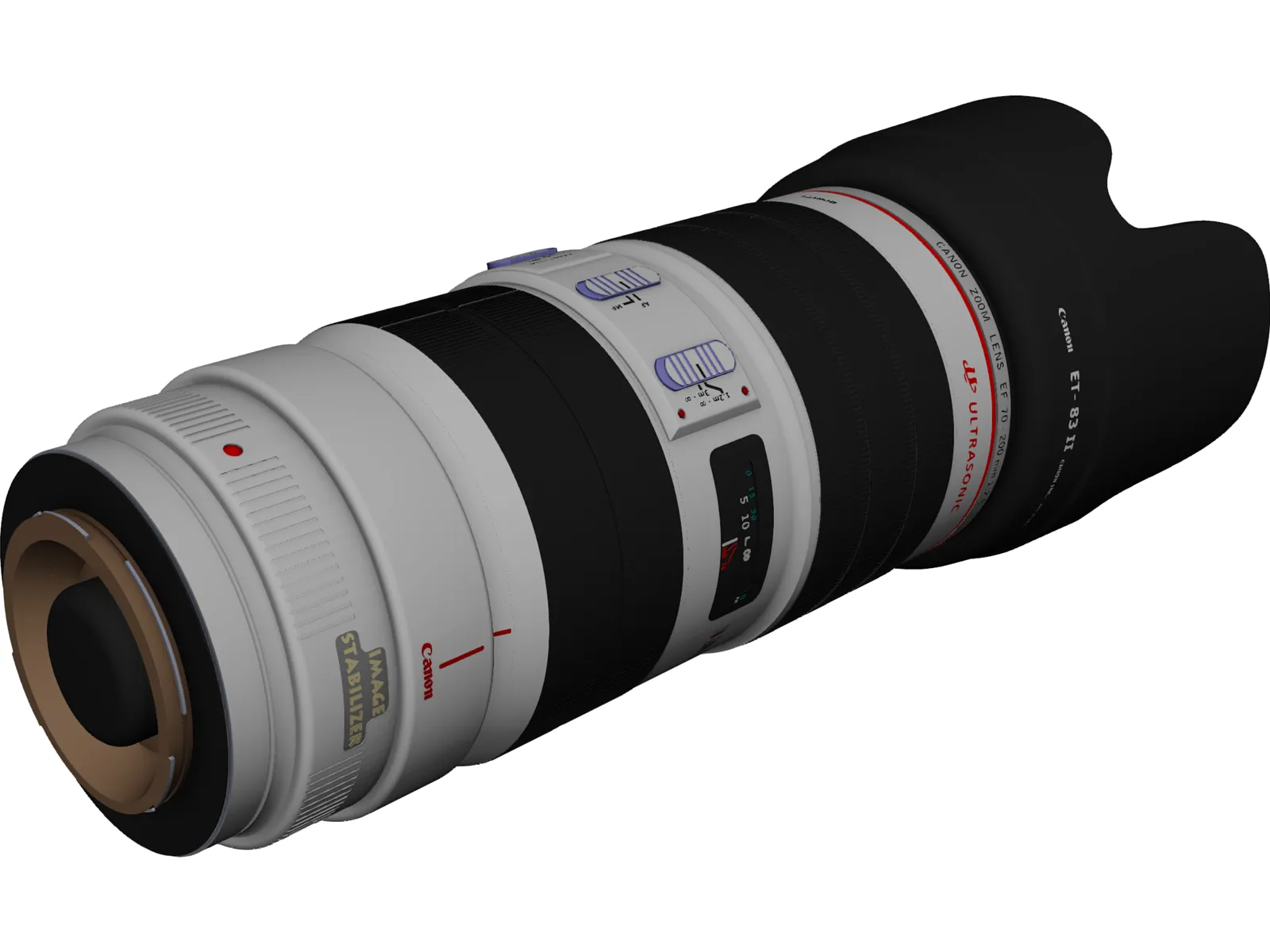 Canon EF 70-200mm f/2.8 L IS USM Lens 3D Model