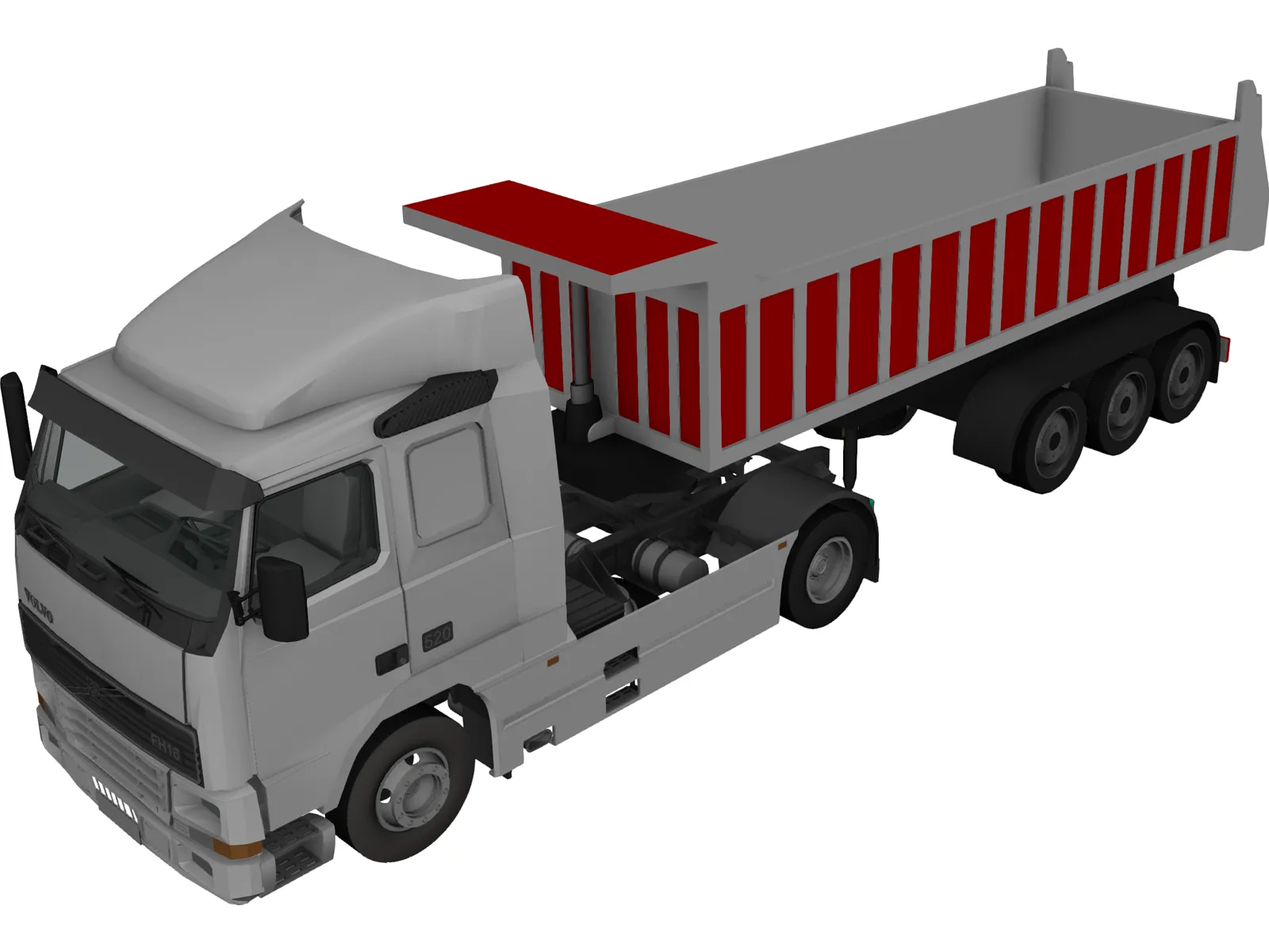 Volvo FH16 Semitrailer Dumper 5 Axle 3D Model