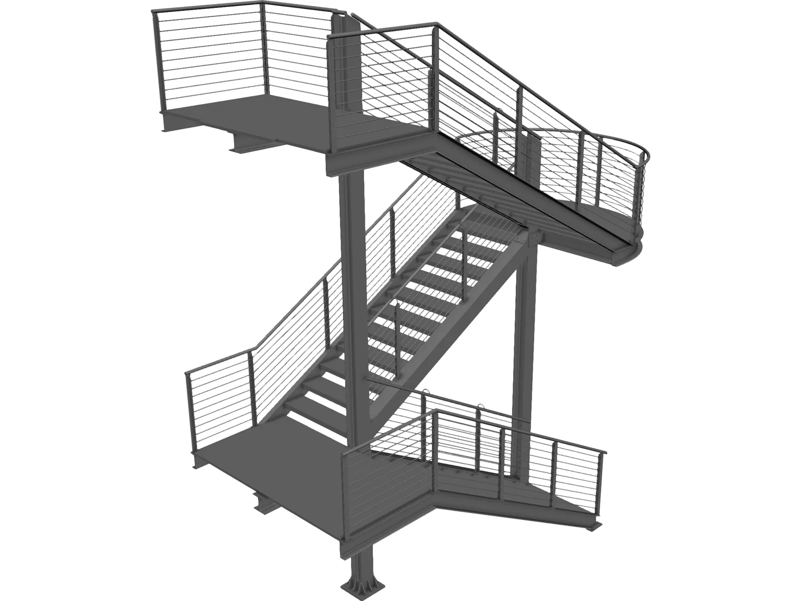 Fire Escape Stair 3D Model