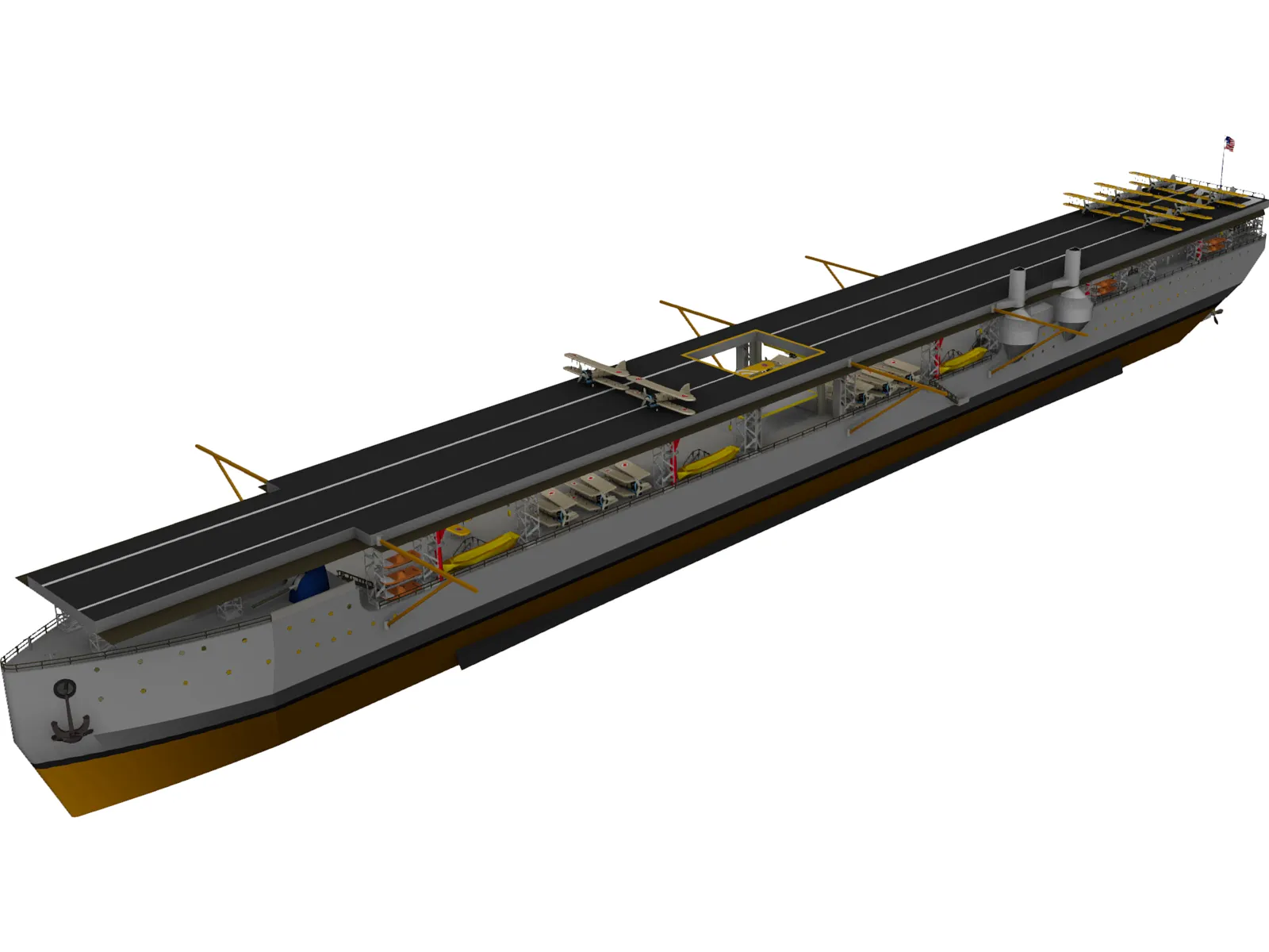 USS Langley (CV-1) 3D Model
