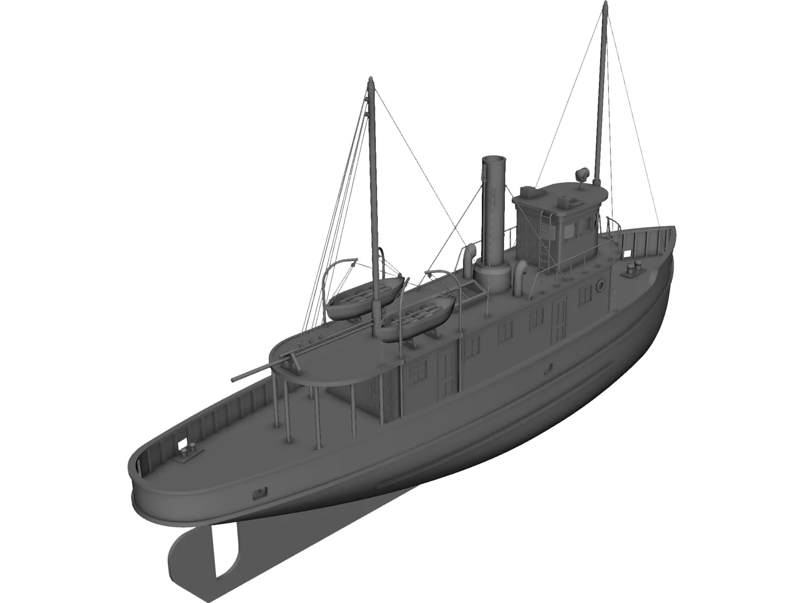 Ferry Ship (1900) 3D Model