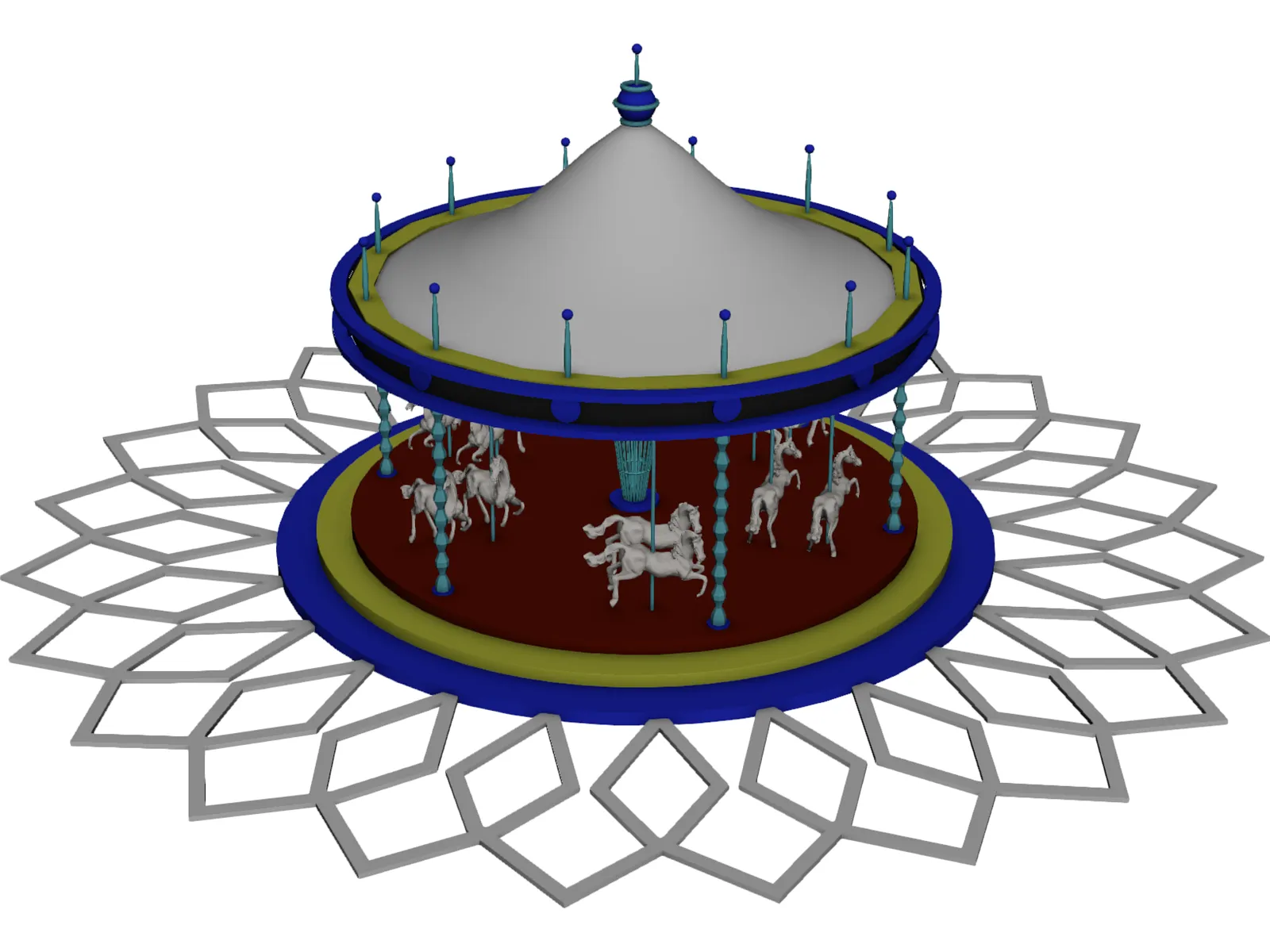 Amusement Park Carousel 3D Model