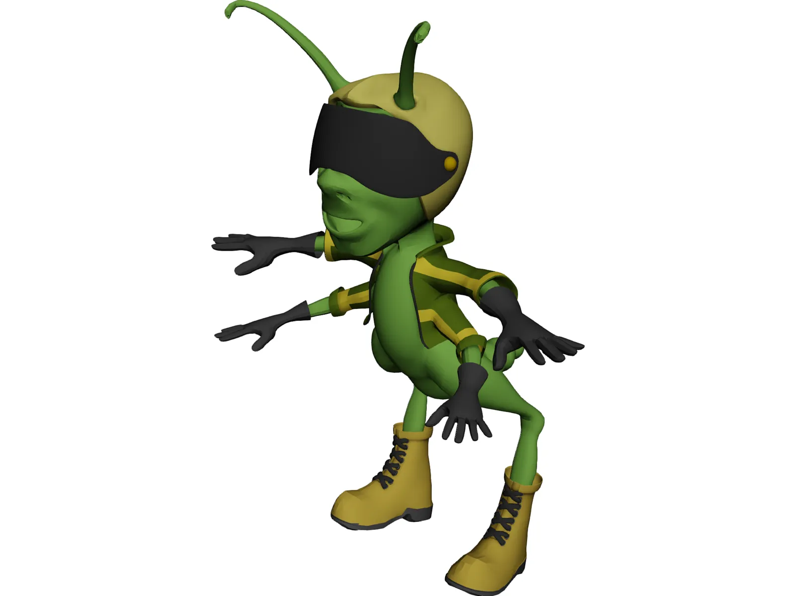 Grasshopper Cartoon 3D Model