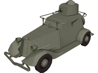 BA-20 Russian Armoured Car 3D Model