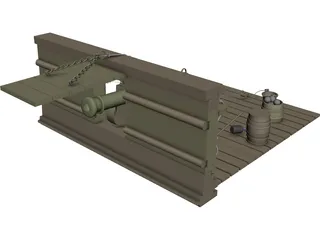 British Naval Cannon (12 lb) 3D Model