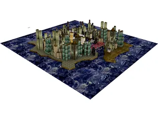 City Part at Midnight 3D Model