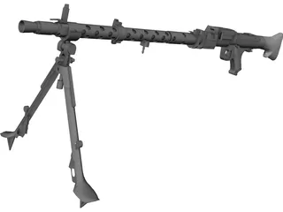 German Machinegun MG34 WWII 3D Model