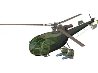 Aeroespatiale Alouette III with Interior 3D Model