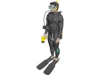 Scuba Diver Male 3D Model