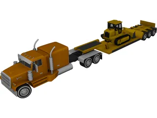 Lowboy Semi Truck 3D Model