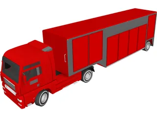 Euro Semi Truck with Trailer 3D Model 3D Preview