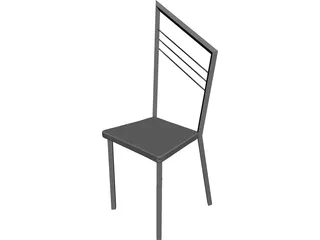 Steel Kitchen Chair with Wooden Seat 3D Model