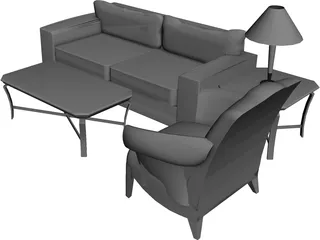 Classic Living Room Set 3D Model