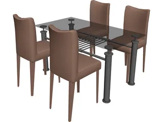 Table with Chairs 3D Model