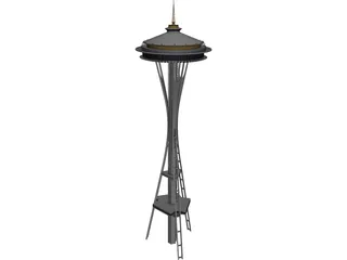 Seattle Space Needle Tower 3D Model