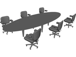 Table with Chairs 3D Model