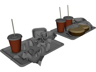 Fast Food Meals 3D Model 3D Preview