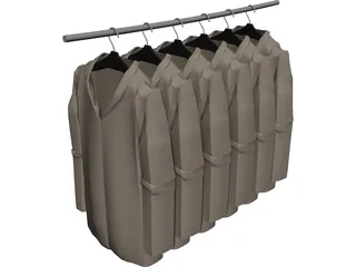 Jackets on Hangers 3D Model 3D Preview