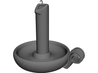 Bedtime Candle and Holder 3D Model