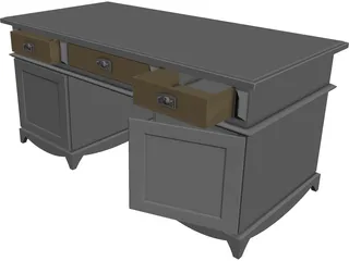 Old Wooden Desk 3D Model