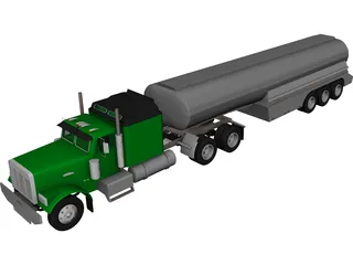 Ford Semi Truck with Tanker Trailer 3D Model