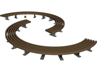 Curved Bench 3D Model 3D Preview