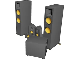 Home Theater Speaker System 3D Model 3D Preview