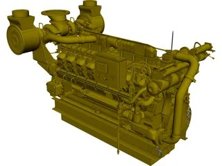 Caterpillar C35 Engine CAD 3D Model