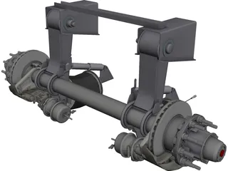 Truck Axle with Brakes CAD 3D Model