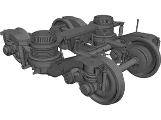 Train Bogie Y32 CAD 3D Model