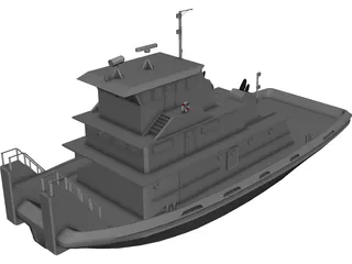 Tug-Push Boat 3D Model 3D Preview
