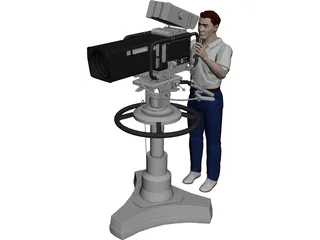 TV Camera with Operator 3D Model