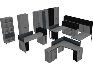 Modern Office Furniture Collection 3D Model
